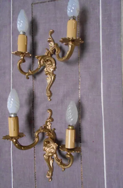 Pair FRENCH Vintage  bronze WALL Light SCONCES Louis Xv design