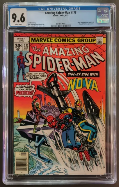 Amazing Spider-Man #171 Cgc 9.6 White Pages - Marvel Comics 1977 - Nova & Photon