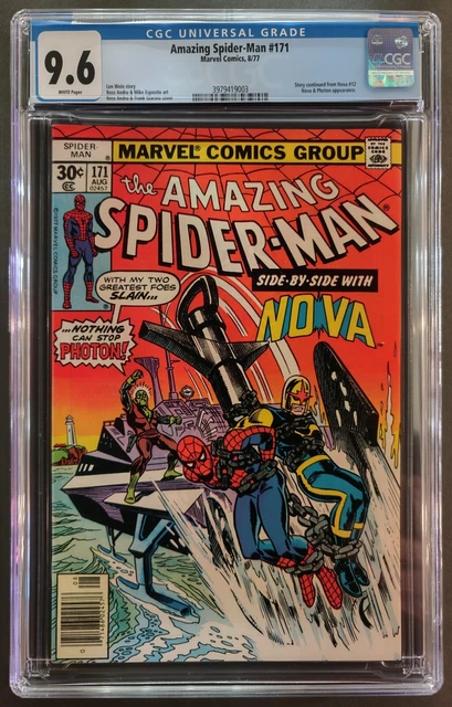 Amazing Spider-Man #171 Cgc 9.6 White Pages - Marvel Comics 1977 - Nova & Photon