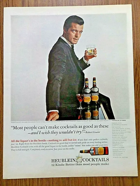 1965 Heublein Cocktails Ad Robert Goulet Columbia Recording Star Stage Screen TV