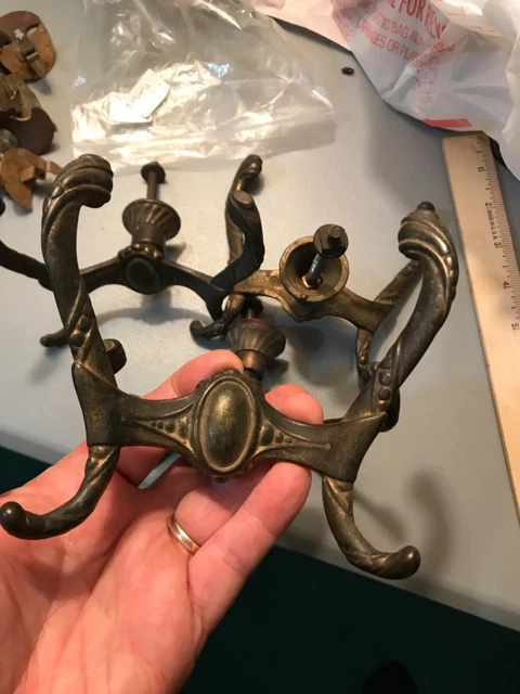 ANTIQUE HUGE ORIGINAL CAST BRONZE CLOTHES HOOK WALL EASTLAKE VICTORIAN  Coat Hat