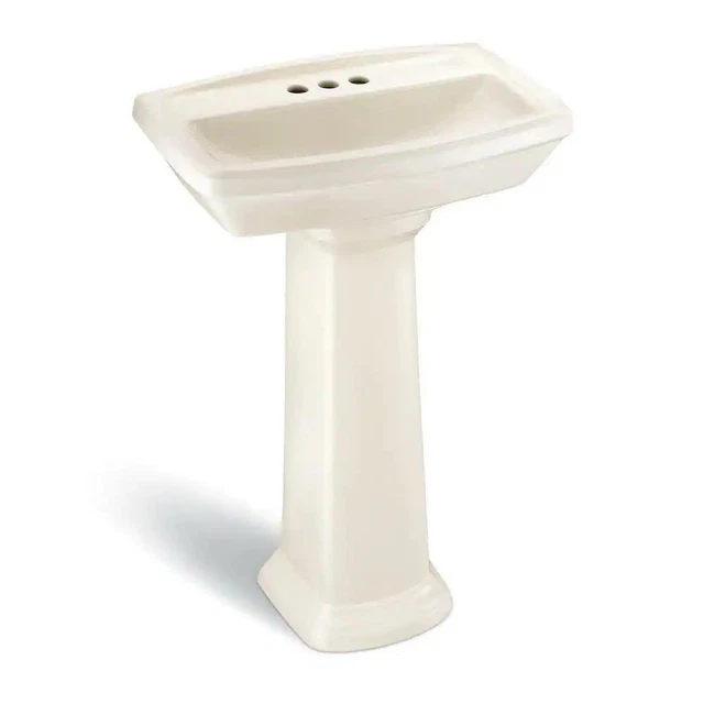 GLACIER BAY PEDESTAL Vessel Sink 24 in Vitreous China Oval Lavatory