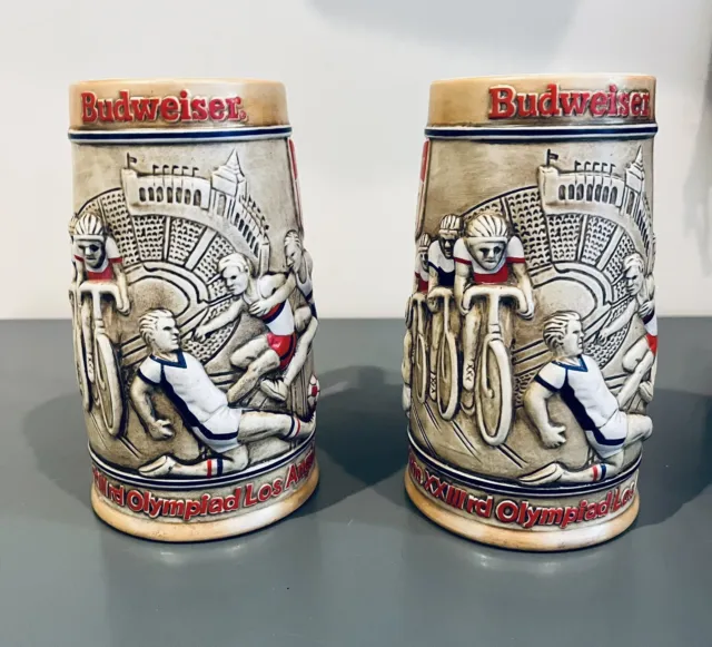 1984 Budweiser Los Angeles Olympics Ceramarte Limited Series Beer Stein Mug Lot
