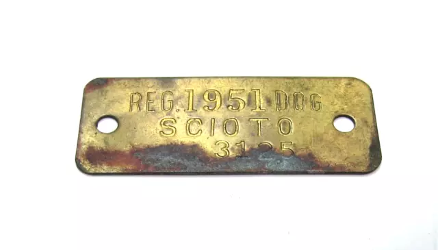 Vintage 1951 Scioto Dog Tag Animal Registration #3125