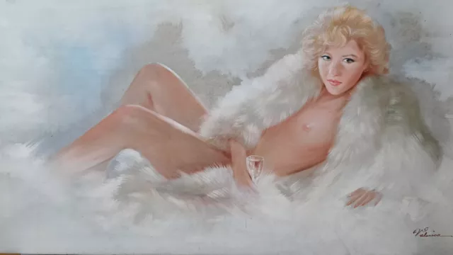 Grande dipinto "Nudo di donna"-olio su tela- cm 120 x60 - seconda meta' del XX