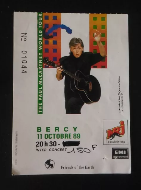 ticket billet used stub place concert PAUL McCARTNEY 1989 PARIS