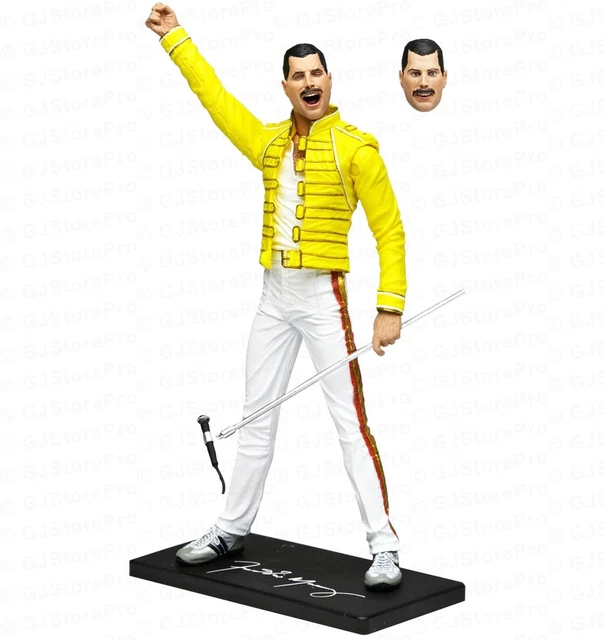 Figurine Articulée Freddie Mercury - Veste Jaune Iconique - 18 Cm - NECA - Collector Queen