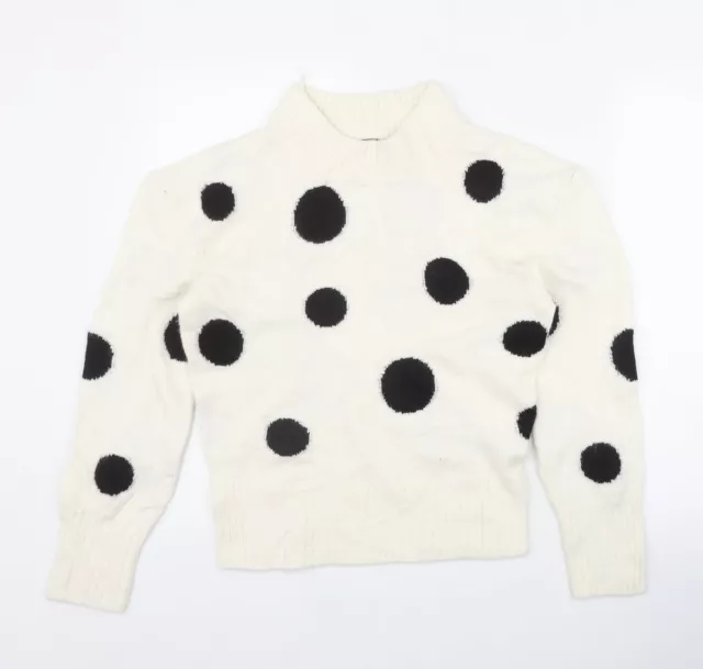 MARKS AND SPENCER Womens Ivory Round Neck Polka Dot Acrylic Pullover ...