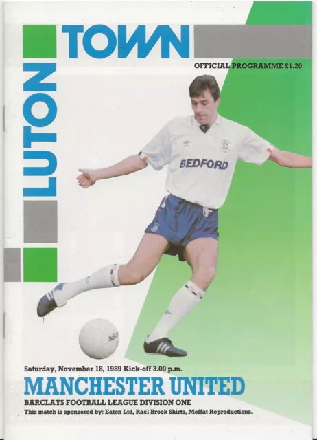 1989/90 Luton Town v Manchester United Division 1 Programme