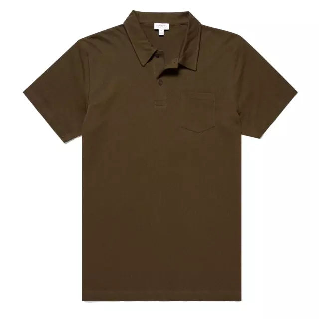 Sunspel Riviera S/S Polo Shirt Dark Moss