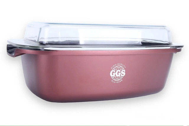 Auflaufform 32 cm Schmor Topf Gartopf Bräter mit Deckel Induktion Glas Alu Guss