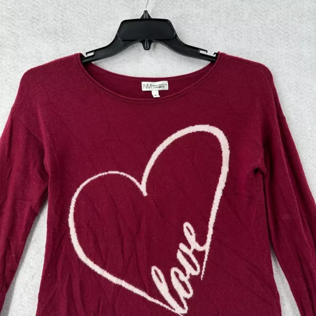 NEIMAN MARCUS 100% Cashmere Sweater Womens MEDIUM Red Long Sleeve Love ...