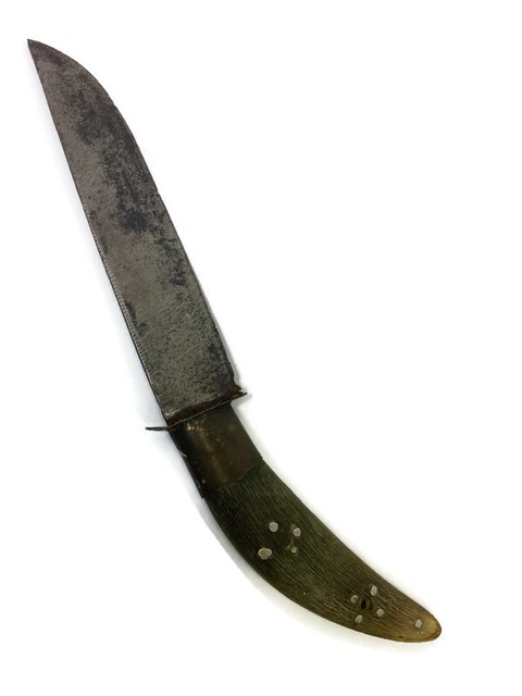 Vintage Hand Made Stainless Steel Plexiglass Primitive Fixed Knife Horn Handle