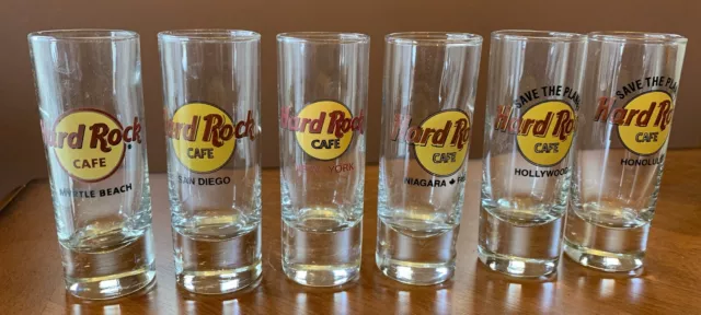Vintage Hard Rock Cafe Double Shot Glasses^-LOT OF 6