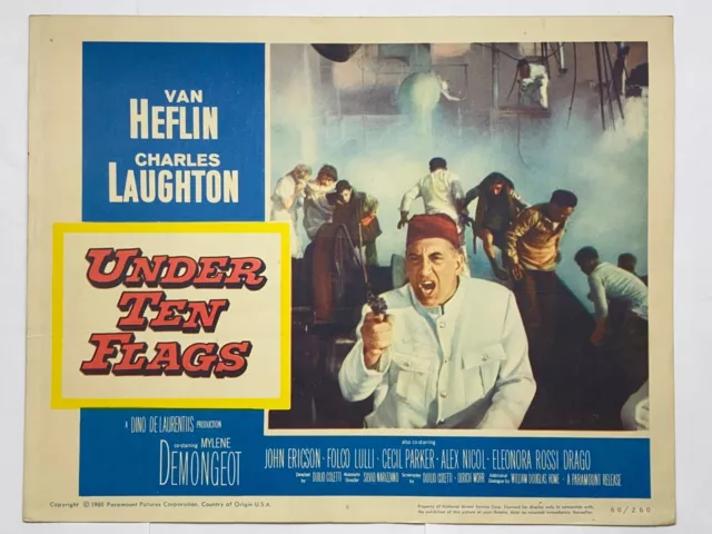 1960 Under Ten Flags #8 Lobby Card 11x14 Van Heflin Charles Laughton