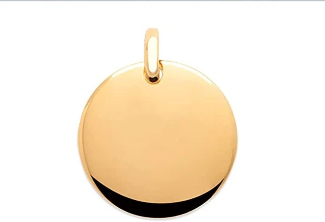 Pendentif Médaillon Rond Plaqué Or 18 Carats - Gravure Recto Verso Dentelle - Neuf Avec étiquettes