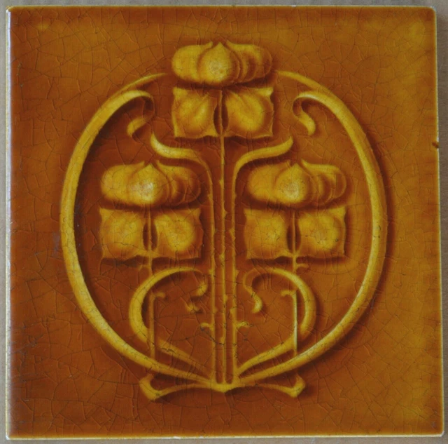 Antique Boote - Art Nouveau Majolica Tile C1900