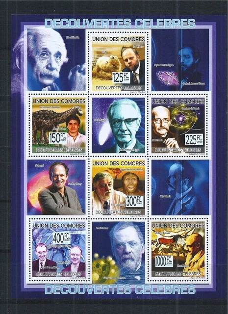 Comores Comoros 2009 Mini Sheet Discoverer Pasteur Marcy Einstein Breuil