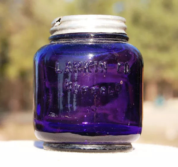 NICE antique DEEP PURPLE color LARKIN Co Cosmetic Cold Cream JAR Buffalo