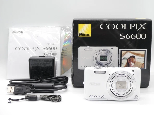 [NEAR MINT++ IN BOX] Nikon COOLPIX S6600 White 16.0MP Digital Camera FROM JAPAN