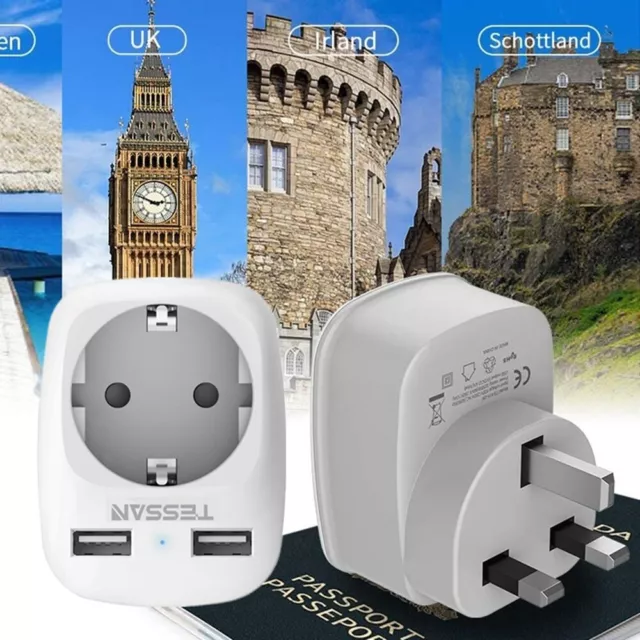 Reiseadapter UK Adapter England Deutschland Stecker Schuko auf Typ G für Irland