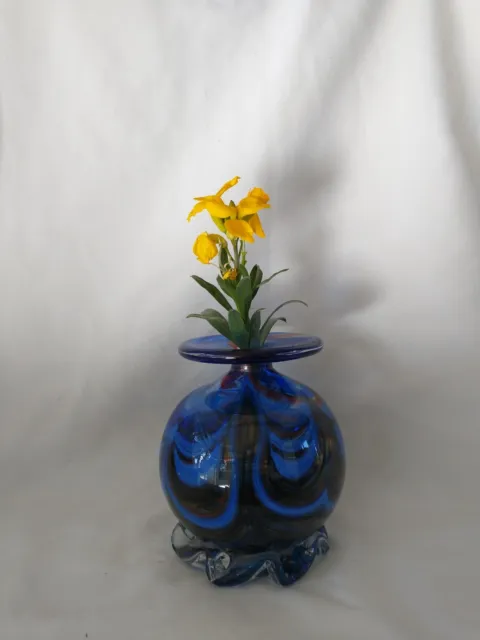 Lada Bohac Art Glass Small Swirl Bud Vase Signed 3 3/4" Tall