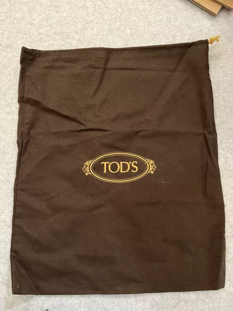 TOD'S Brown Empty Drawstring Orange Logo Dust Bag 15” x 12”, Pre-owned