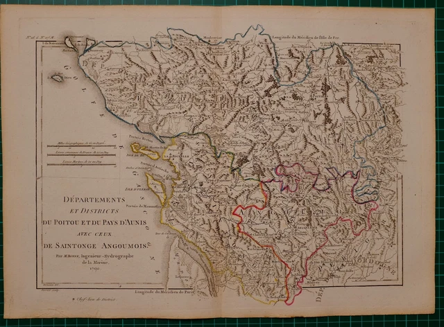 1790 on date du Rigobert good map Pays De Aunis with those Saintonge Angoumois