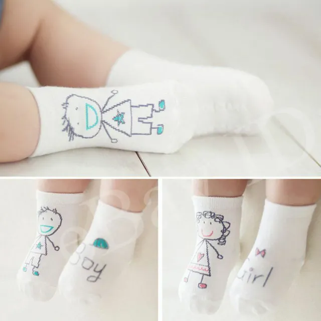 White Baby Newborn Infant Cotton Boy Girl Toddler Asymmetry AntiSlip Floor Socks