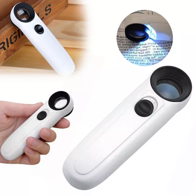 Magnifying Glass Handheld Magnifier 45X 3 LED Light Reading Lens Jewelry Loupe