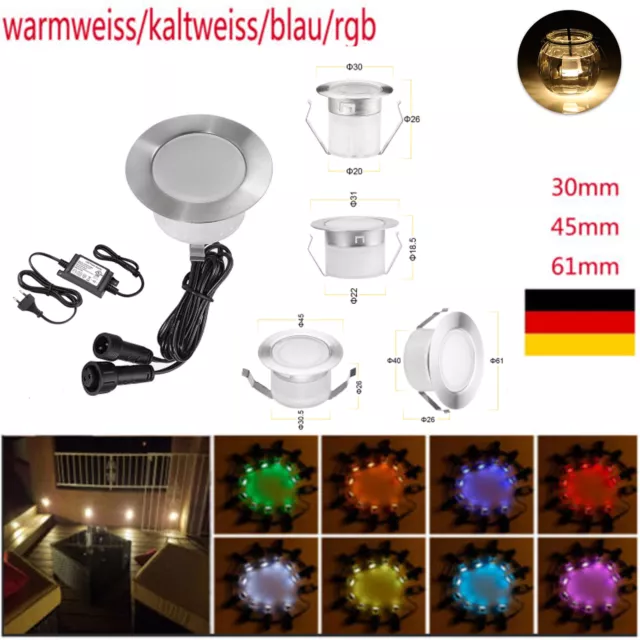 10er Set 19mm-61mm LED Spot Terrasse Außen Boden Einbaustrahler IP67 Minispots