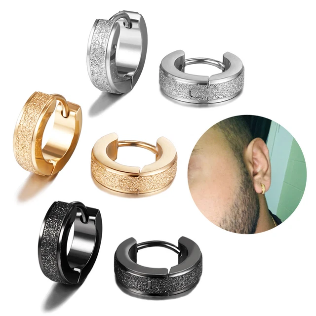 Charm Men Women Gold Silver Stainless Steel Small Huggie Hoop Earrings Piercing