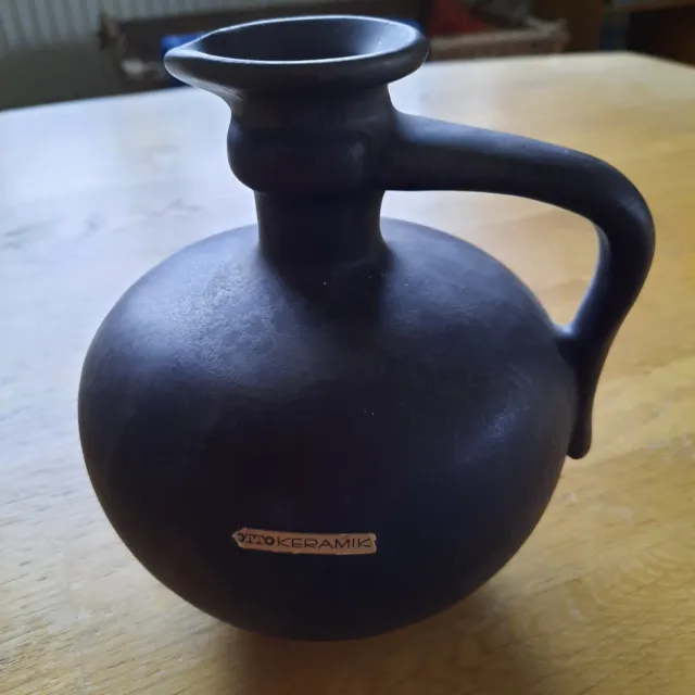 Otto Keramik Krug Vase mit Henkel Vintage Ton Braun ca. 16 cm