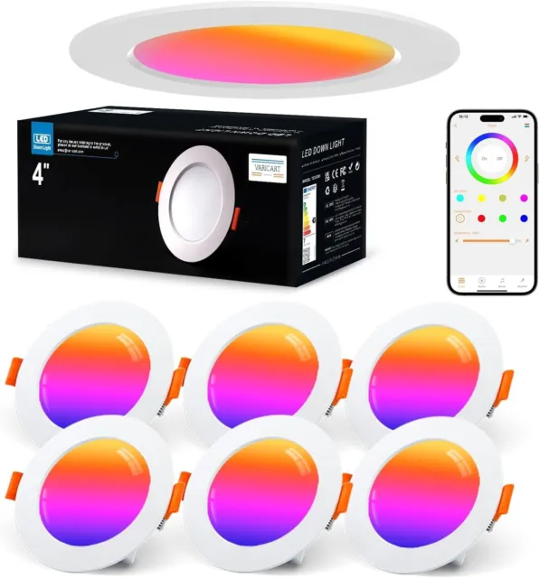 VARICART Spot LED Encastrable Dimmable Alexa, 6 x 10W RGB Smart Bluetooth Spot