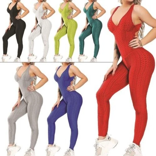 Donna a Nido D'Ape Top Corto Leggings Tuta Set Yoga Palestra Sport Suit Nuovo