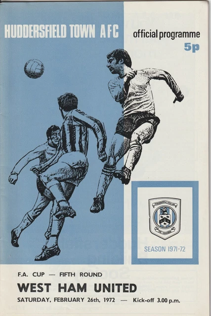 1971/72 Huddersfield Town V West Ham Utd Fac 5Th Rd