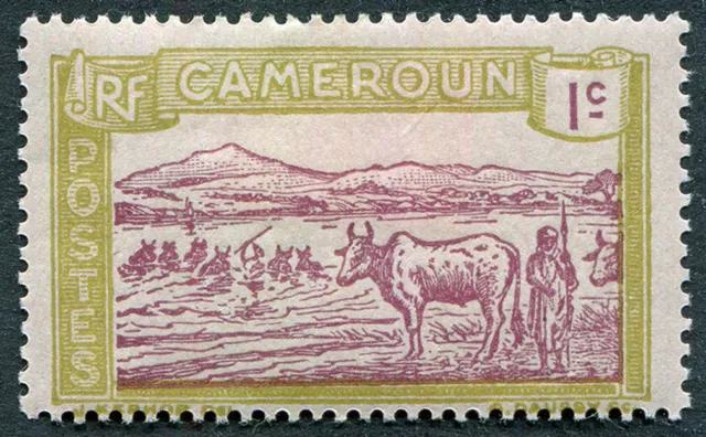 CAMEROUN 1925-6 1c SG68 mint MH FG Cattle fording River #A01