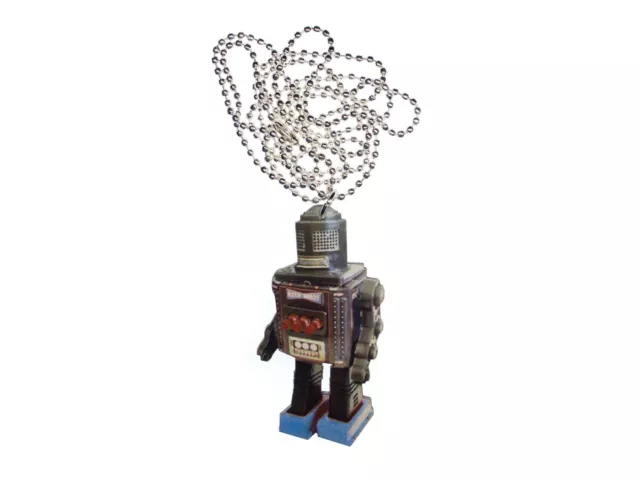 Robot Necklace Miniblings Android Wood Lasered 80cm Round Head