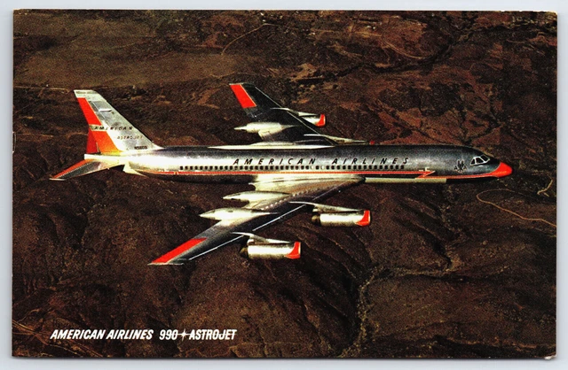 Postcard American Airlines Astrojet Airplane Jet Airliner Aviation Aerial 1963