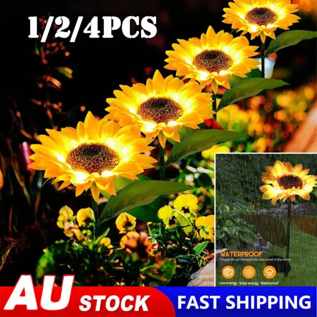 LED Solar Sunflower Lights Flower Stake Lamp Landscape Lawn Path Light Garden AU