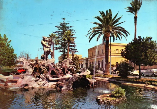 Catania Fontana Del Ratto Di Proserpina E Stazione Ferroviaria Viagg.1961