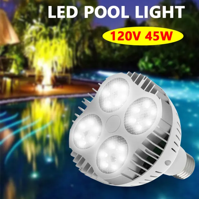 RGB LED White Color Underwater Swimming Inground Pool Light Bulb 6000K 45W 120V 2