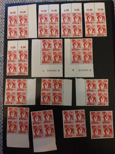 briefmarken saarland postfrisch 1947 (Mi.Nr.214 20Pf.) Viererblocken Lot 