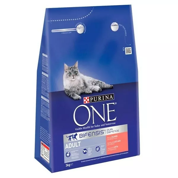 Purina One Salmon & Whole Grains, Adult Dry Complete & Balanced Cat Food, 3kg