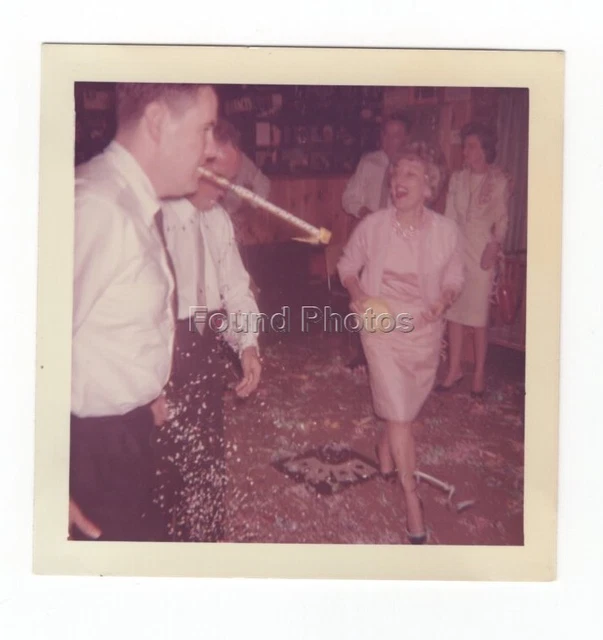 Wild Party Man Laughing Lady Original Found Color Photo #141 Free Shipping