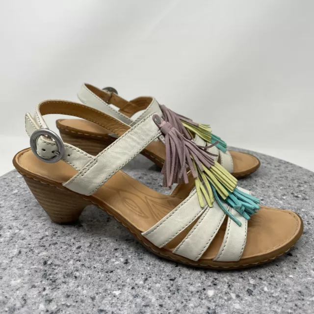 Born Sandals Womens 7 Leather Tassels Multicolor Strappy Comfort Sandal Shoes