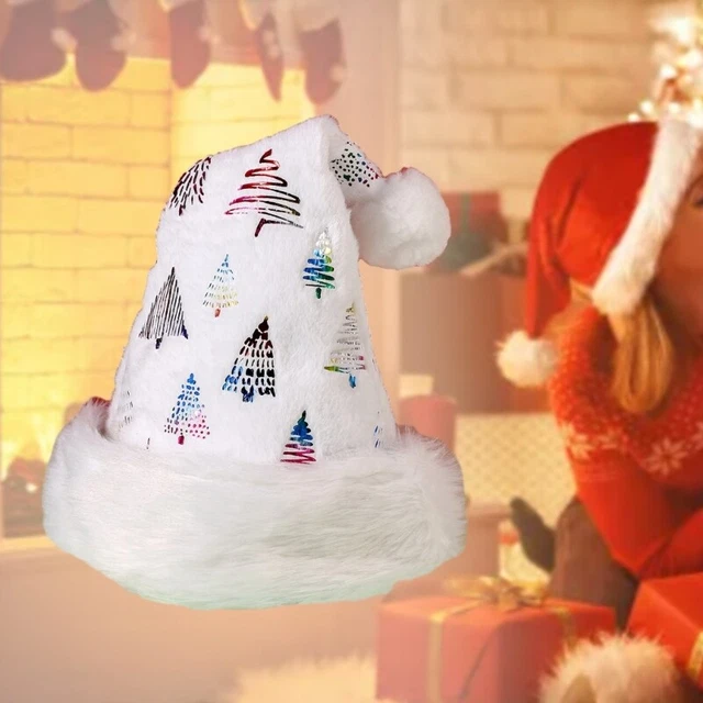 Cappello Babbo Natale glitter decorazione Natale cappello di peluche cappello unisex adulto