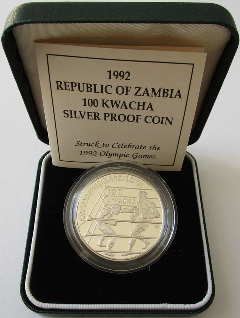 Zambia 100 Kwacha 1992 Olympics Barcelona Boxing Silver