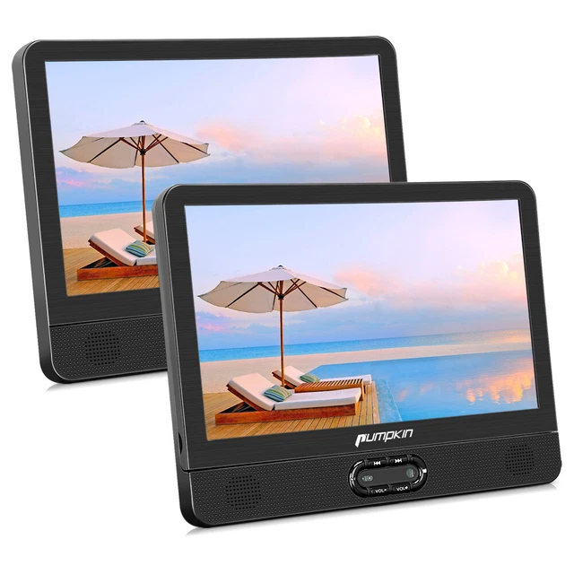 2X12 Zoll HD Auto Kopfstütze Tragbarer DVD Player KFZ Monitor AKKU USB AV-IN/OUT