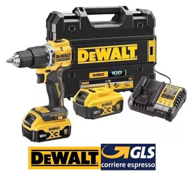 Trapano avvitatore con percussione 18V  con 2 batterie 5Ah DCD100YP2T-QW DeWalt